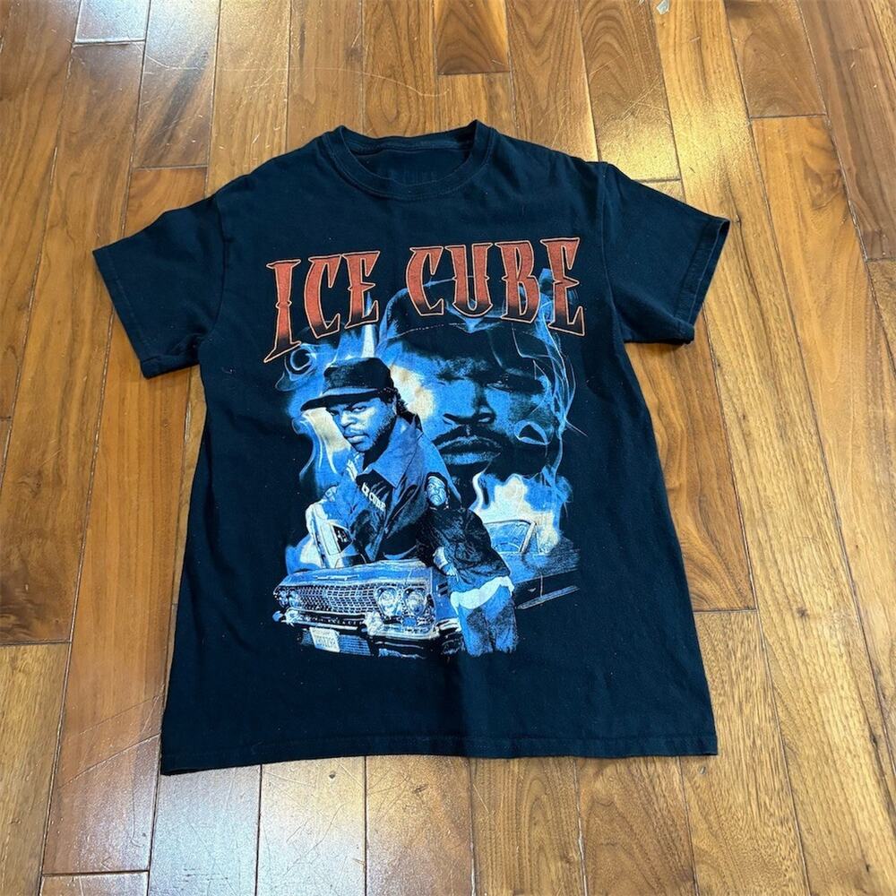 Ice Cube T-Shirt Men's Size S Black Graphic Print Hip Hop Rap Crew Neck